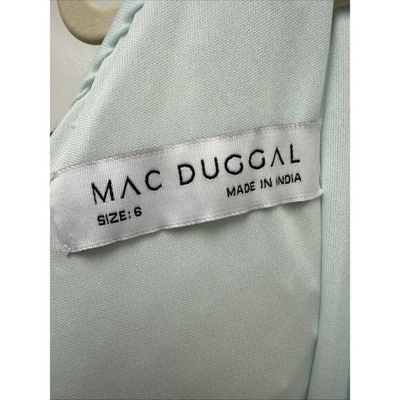 MAC DUGGAL Size 6 Green 93741 ONE SHOULDER Pearl Sequin Midi GOWN Formal Dress - Picture 10 of 11